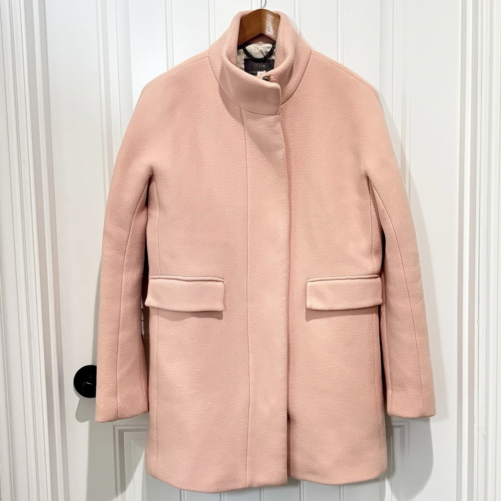 J. Crew Pink Cocoon Coat Stadium Cloth Italian Nello Gori Sz 6 Pockets